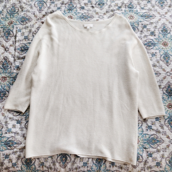 Wilfred Aritzia | Slouchy Ribbed Drop Shoulder Top in Off White | Large. - Picture 3 of 8